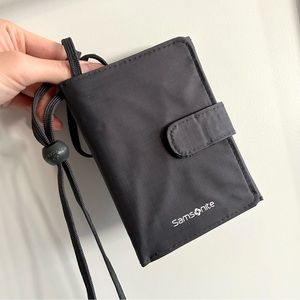 Samsonite Passport Tri-fold Wallet Gray Adjustable Strap
